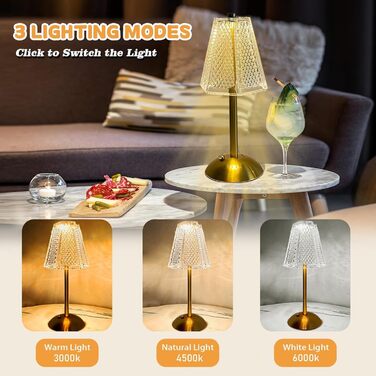 Настільна лампа Starnearby бездротова LED акумуляторна, золота, диммована сенсорна, 2 шт. для спальні, ресторану, офісу