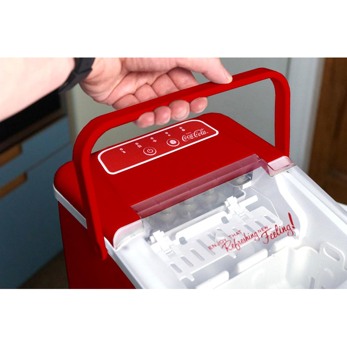 Машина для приготування льоду Salco Coca Cola – 10 кг на день, червоний колір, для коктейлів та вечірок