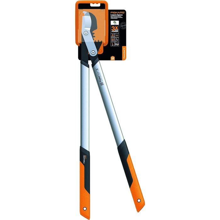 Fiskars PowerGear X Bypass Pruning Shears for Fresh Wood, Non-Stick Coated, Hardened Precision Steel, Length: 80 cm, Black/Orange, LX98-L, 1020188