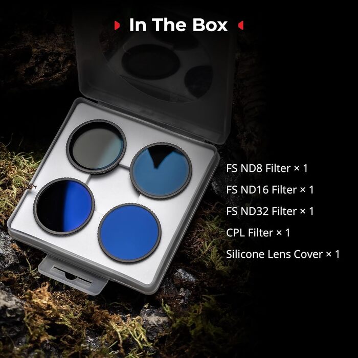 Набір фільтрів ND для DJI Osmo Action 4/5 Pro: CPL, ND8, ND16, ND32 + силіконовий ковпачок для об'єктива