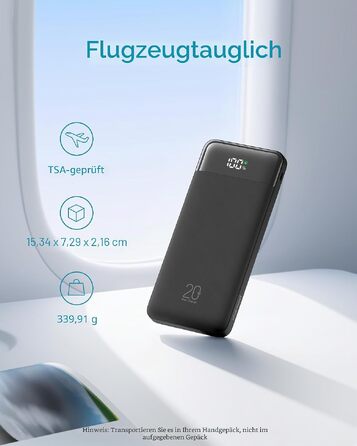 Повербанк Charmast 20000 mAh з вбудованими кабелями, 6 виходів, чорний