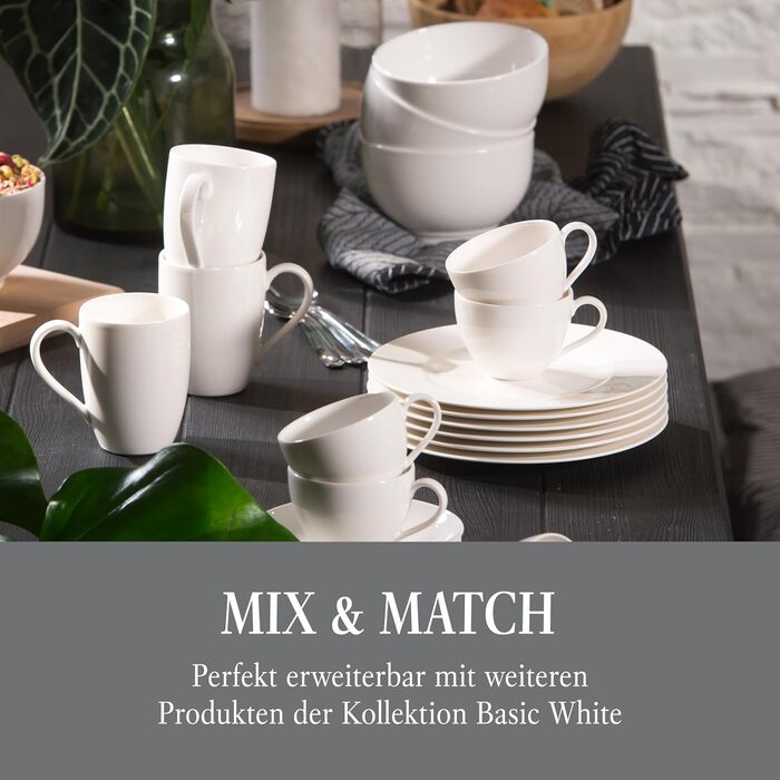 Набір мисок Villeroy & Boch Vivo Basic White на 6 персон, преміум порцеляна, для супу, салату, мюслі, білий, підходить для мікрохвильової печі та посудомийної машини