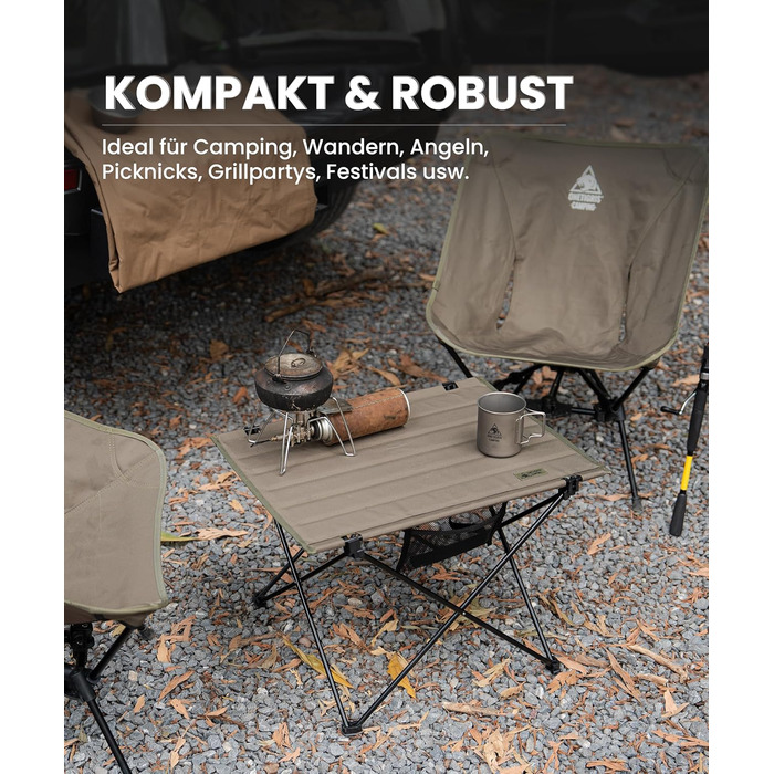 OneTigris CAMPMATE Стіл для кемпінгу складний, легкий, розкладний, вантажопідйомність до 30 кг для відпочинку на природі, піших прогулянок