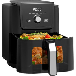 Iceagle Dual Chamber Hot Air Fryer 10L - XXL Hot Air Fryer 2600W, Air Fryer with 2 Baskets, 8 Programs, Oil-Free Hot Air Fryer, Match Cook & Smart Finish Function, including Recipe Book 10L Dual