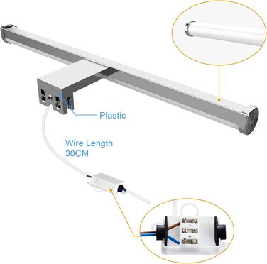 Azhien LED Mirror Light Bathroom 10W 820LM Neutral White 4000K, Slim 14mm Width 3in1 Mounting IP44 230V Wall Light Mirror Lamp 600mm, Flicker-Free Bathroom Cabinet Mirror Lights (40cm)