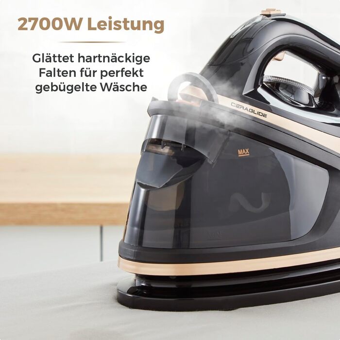 TOWER T22023GLDVDE IRON STEAM GENERATOR Steam Generator, Champagne Gold and Black Ceraglide Iron Black and Gold