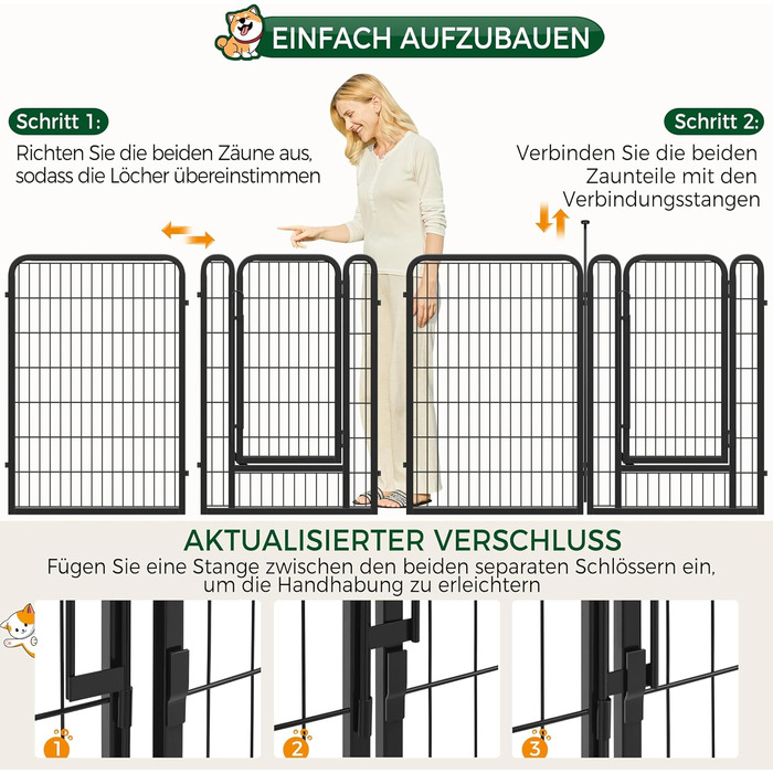 Переносний вольєр для собак Yaheetech 100 см, 16 частин, з 2 дверцятами, для дому та саду, без інструментів