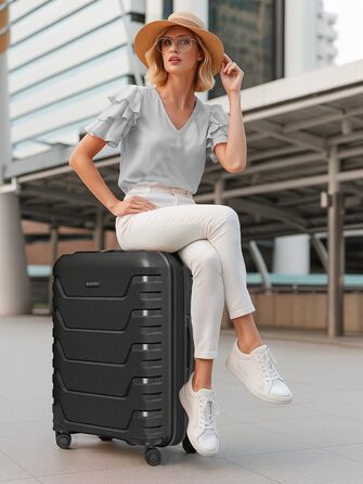Чемодан тріумф SMARTBOX Hartschalen Check-in XL, 76 см, 111-120 л, розширюваний, з TSA-замком, з поліпропілену, 4 колеса, чорний