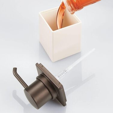 Набір аксесуарів для ванної кімнати mDesign 4-Piece – тримач для зубних щіток, дозатор мила, мильниця та стаканчик, кремово-бронзовий колір, міцний пластик