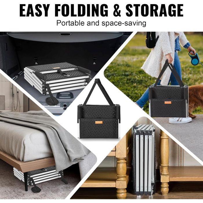 Сходинка для собак VEVOR у автомобіль: 5 сходинок, широка, складна, з антиковзким покриттям, з легкого алюмінію, для авто, SUV та вантажівок (68-88 см)