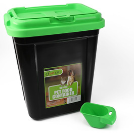 Контейнер для корму DIVCHI 20 л з кришкою-затвором та мірною ложкою. Герметичний контейнер для котячого/собачого корму. Зелений, 20 л