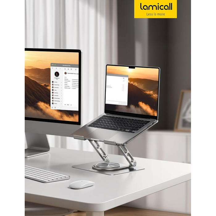 Підставка для ноутбука Lamicall - регульована, 360° обертання, складна, алюмінієва, для офісу/дому, сумісна з Macbook Pro Air, 10-17.3'