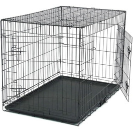 Клітка для собак складана з 2 дверцятами, переноска для собак в авто з піддоном (XL) 107 x 68 x 75 см