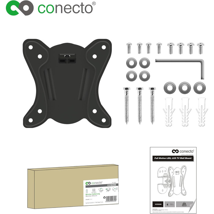 Кріплення для телевізора Conecto Wandhalterung SA-CC50254-V2 (23-42 дюйми, VESA 200x200, нахил +/-20°, поворот +/-90°, білий)