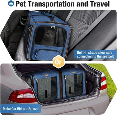 Транспортна переноска для собак та котів середнього розміру, 2-в-1, блакитна