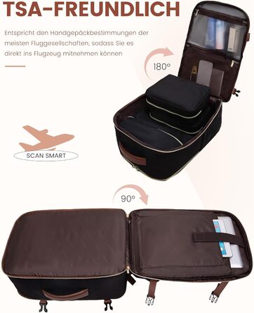 Рюкзак LOVEVOOK для подорожей: ручна поклажа, рюкзак для ноутбука, дамський рюкзак для роботи та бізнесу (18 дюймів, Бежевий, Чорний, Коричневий)