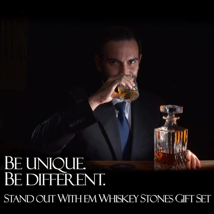Набір для віскі: 8 гранітних охолоджувачів, 2 кришталеві келихи для бурбона та дерев'яна коробка. Ідеальний подарунок для чоловіків, батька, чоловіка, друга, начальника
