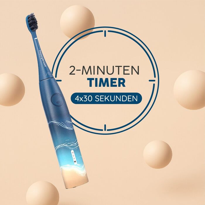 Електрична звукова зубна щітка happybrush® Eco Vibe 3 - Чорний колір - Набір з 4 насадок (Ocean) - Тестовий лідер - 100 днів тестування