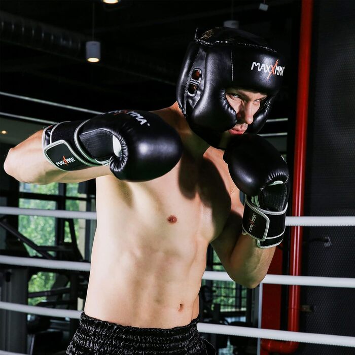 MaxxMMA Headgear L/XL - Boxing, MMA, Kickboxing, Sparring, Karate, Taekwondo - Black