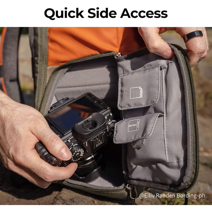 Рюкзак для камери K&F Concept 20L, великий фоторюкзак з відділенням для ноутбука 15.6 дюймів, водонепроникний, з дощовиком, оранжевий