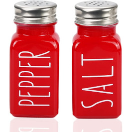 Red Salt and Pepper Shaker Set, Kitchen Decoration, Glass Salt and Pepper Shaker Set, Cute Salt Shaker, Gift for Women, Wedding Decoration, Red Salt Shaker (2 red)