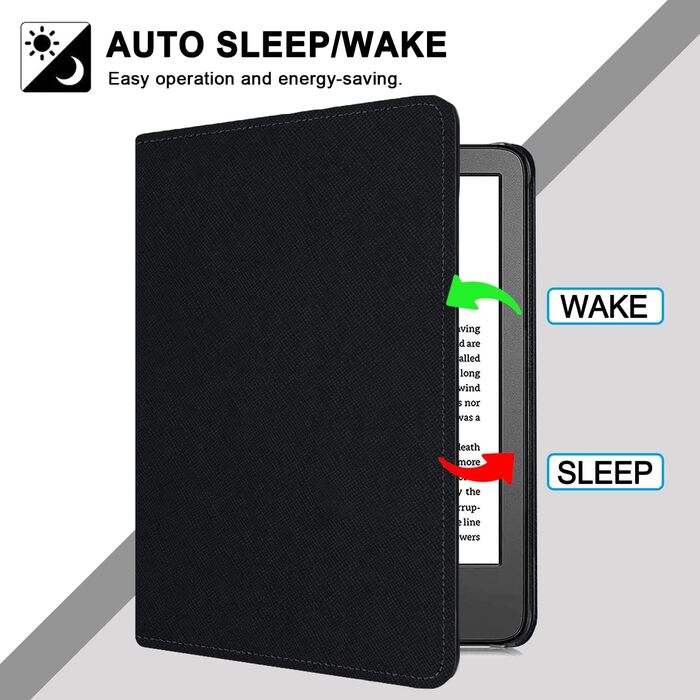 Чохол TOKILO для Kindle 6' eReader (11-те покоління 2024/2022), преміум чохол з PU шкіри з авто-ввімкнення/вимкнення, петлею для руки, складним підставкою та кишеньками для карток, не сумісний з iPad, чорний