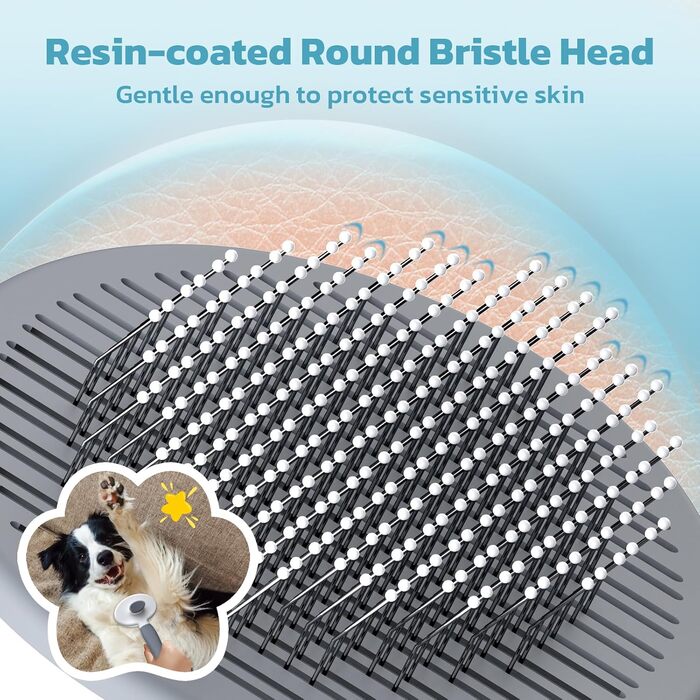 Бурштук для собак та котів Zivacate: самоочищувана, для короткої та довгої шерсті, ергономічна ручка (сірий)