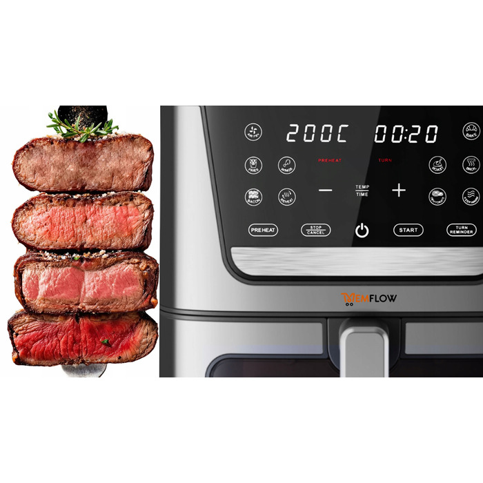 Аерофритюрниця MEMFLOW 8 л, 1800 Вт, 12 програм, сенсорне керування