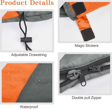 Yarmiene 3-4 Season Sleeping Bag - Adult & Kids Outdoor Sleeping Bag, Rectangular, Warm & Portable for Camping & Hiking (Gray & Orange)