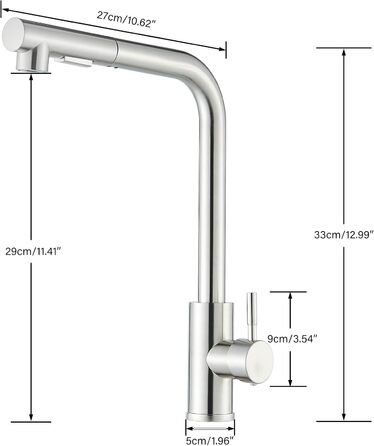 Кран кухонний Rozin чорний матовий з висувною лійкою 360° для мийки, з двома режимами, з донним клапаном