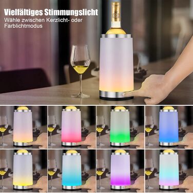 Elrigs Wine Cooler with Ambient RGB Touch Lamp | Bottle Cooler with 2 Cooling Pads for 750ml Champagne/Wine | Ideal as a Wine Gift for Women/Men | Wine Accessory for Party/Dinner