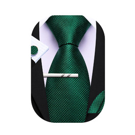 Костюмний аксесуар Barry.Wang: краватка, кишеньковий хустинка та запонки (Solid Green)