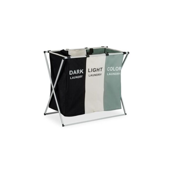 Relaxdays Laundry Hamper with 3 Compartments, Foldable