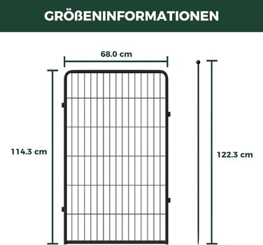 Вигул для цуценят FXW Rollick: для двору, кемпінгу, маленьких та середніх собак | 4 панелі, 115 см, чорний