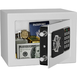 KABISAFE Сейф цифровий 6,8 л, маленький сейф для дому, електронна касове сховище, настінний сейф для домашнього офісу з 2 ключами, міні-сейф 23 x 17 x 17 см, Синій (Білий)