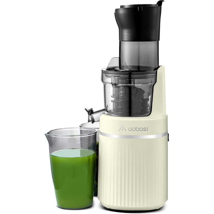 Соковижималка Aobosi Slow Juicer з реверсом, електрична, 80 мм отвір, для овочів та фруктів, 2000 Вт, тиха, BPA Free, жовта