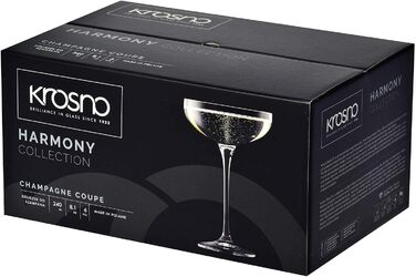 Krosno Sparkling Wine Glasses Champagne Glasses | Set of 6 | 240 ML | Harmony Collection | Perfect for Home, Restaurants, and Parties | Prosecco Glass | Dishwasher Safe