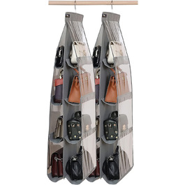 zebricolo 2 Pieces, storage handbags, large, bag storage, space-saving, handbag organizer, grey, handbag storage 2 PCS Storage Handbags-8 Pockets-grey