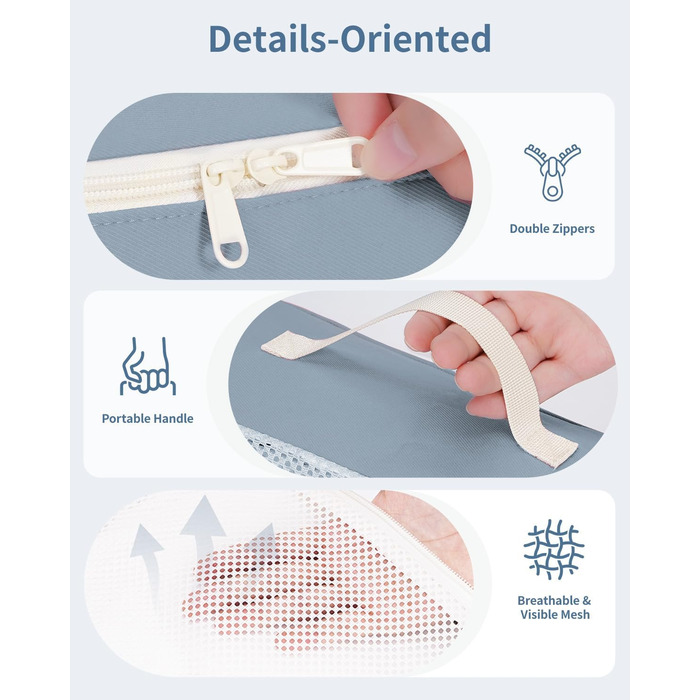 Набір органайзерів для валізи Narwey 7 шт., Packing Cubes для подорожей, рюкзаків, валіз (смугастий, Y-граублау)