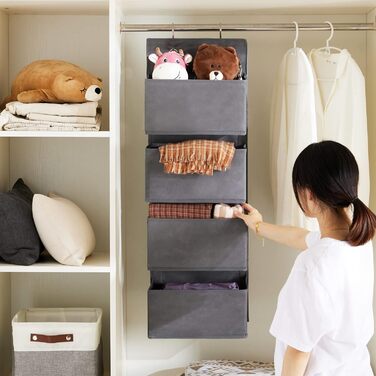 Органайзер для дверей Youdenova з 4 кишенями та 2 гачками, підвісний органайзер для ванної, спальні, дитячої кімнати (сірий)