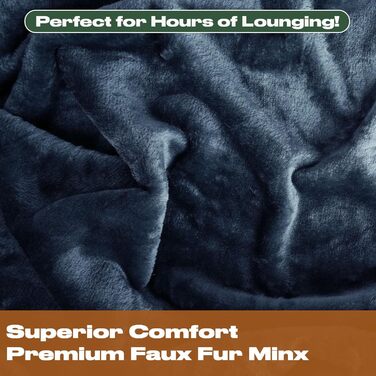 Дреамсцен Пухнастий плед з штучного хутра, флісу, теплий, м'який, великий, для ліжка (125 x 150 см, темно-синій)