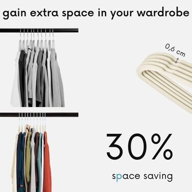 В'язки для одягу OGIVO - набір з 20 шт. - антиковзаючі вішалки для гардеробу - для краваток, з обертовим гачком 360° - з вирізами для плечей (Бежевий)