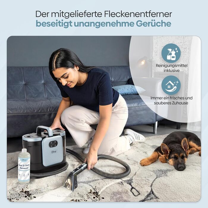 Olvy Teppichreiniger PRO: професійний пароочисник для килимів, диванів та матраців – 1650W, з миючим засобом