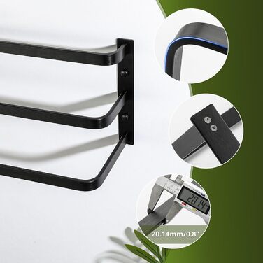 Тримач для рушників SAYAYO, чорний, 64 см, 3 стійки, для ванної кімнати та кухні