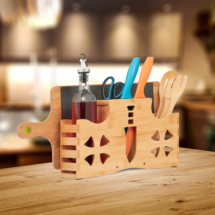 Relaxdays Cutlery Holder with Cutting Board Holder