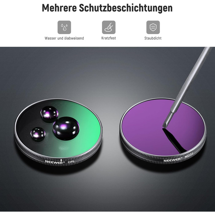 Набір фільтрів ND NEEWER для DJI Osmo Action 3/4/5 Pro (6 шт.) – ND8, ND16, ND32, ND64, ND1000, CPL, HD скло