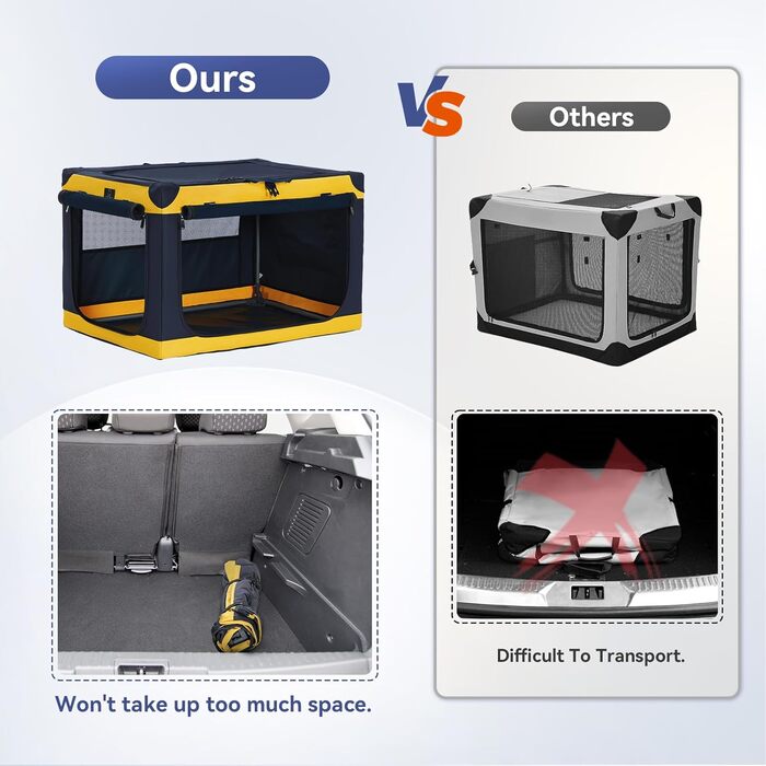 Складана переносна вольєр для собак великих порід, жовтий (XL, 64 x 63 x 100 см)