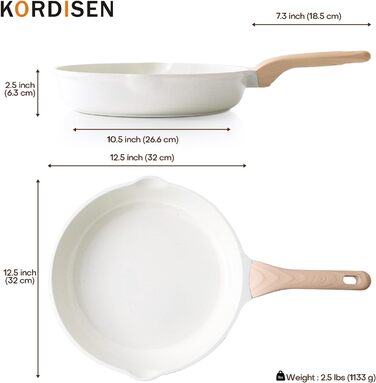 Сковорода Kordisen з антипригарним покриттям з граніту, 32 см, сумісна з індукцією, без PFOA