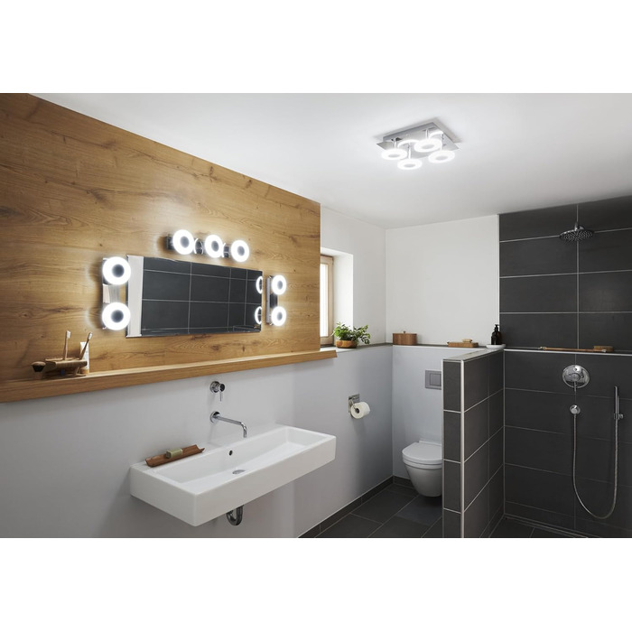 LEDVANCE Smart LED Bathroom Lamp white, 1200LM, 3000-6500K, 300mm x 70mm, IP44, Orbis Bath bathroom fixture with Wifi technology, dimmable, controllable via app and voice assistants (Chrome, 30cm, Round)