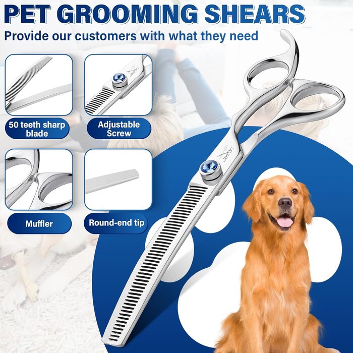 Професійна витончена ножиці для грумінгу собак JASON 7' - ножиці для розрідження шерсті, 21 зуб, з японської сталі 440C